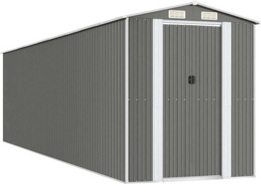 VidaXL -Tuinschuur-192x772x223-cm-gegalvaniseerd-staal-lichtgrijs