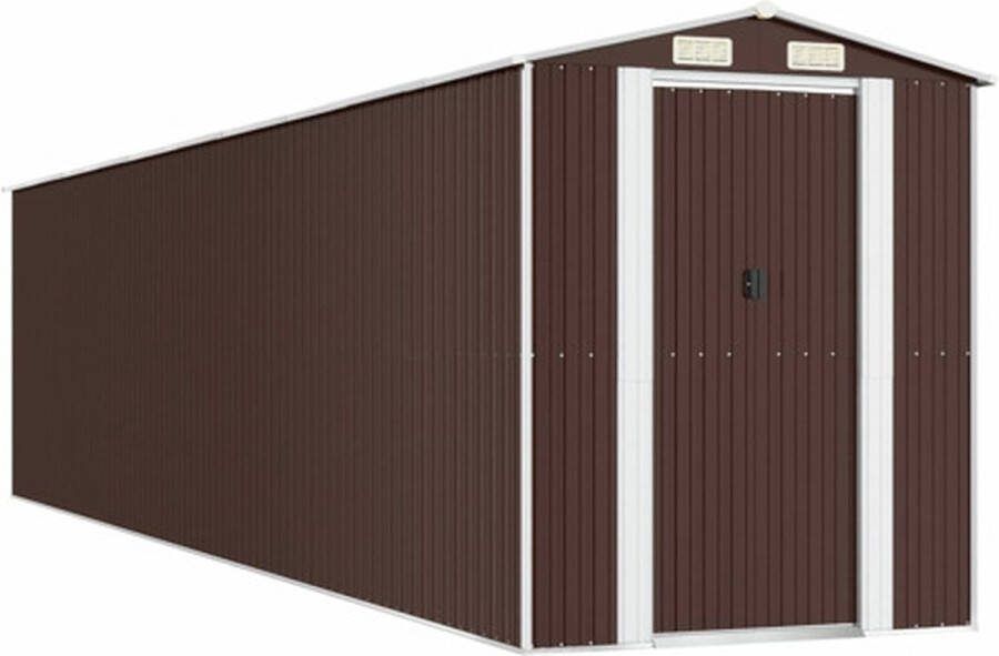 VidaXL -Tuinschuur-192x855x223-cm-gegalvaniseerd-staal-donkerbruin