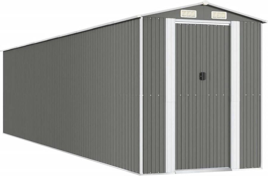 VidaXL -Tuinschuur-192x855x223-cm-gegalvaniseerd-staal-lichtgrijs