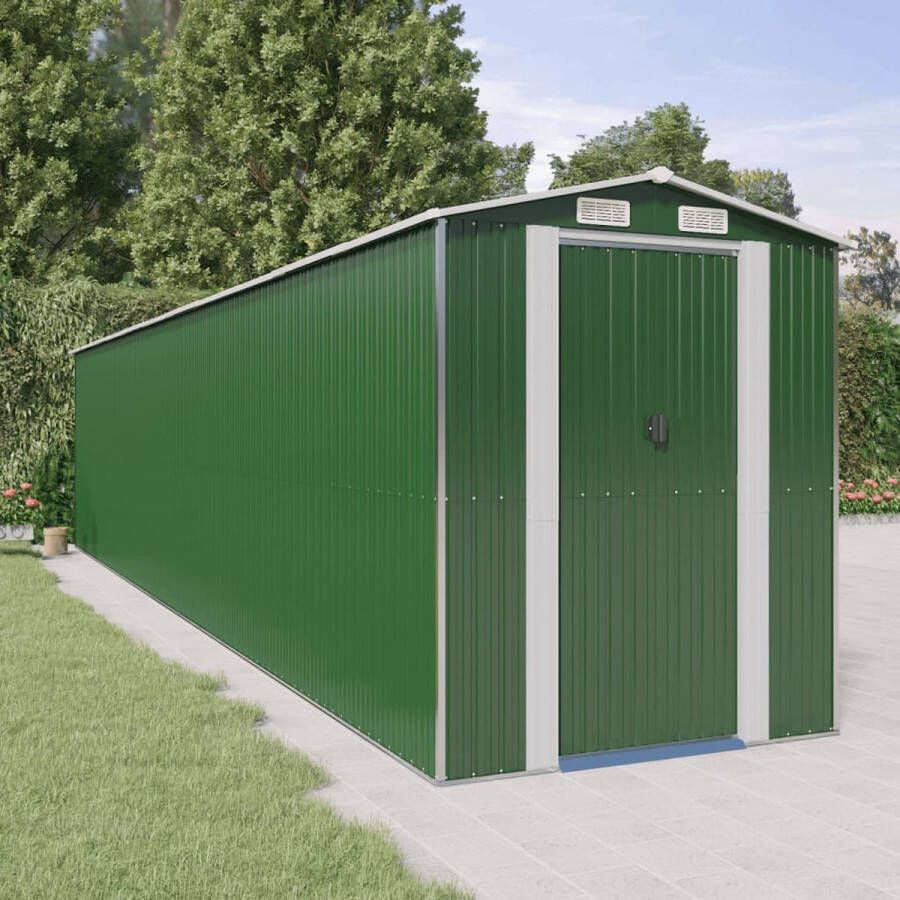 VidaXL -Tuinschuur-192x938x223-cm-gegalvaniseerd-staal-groen