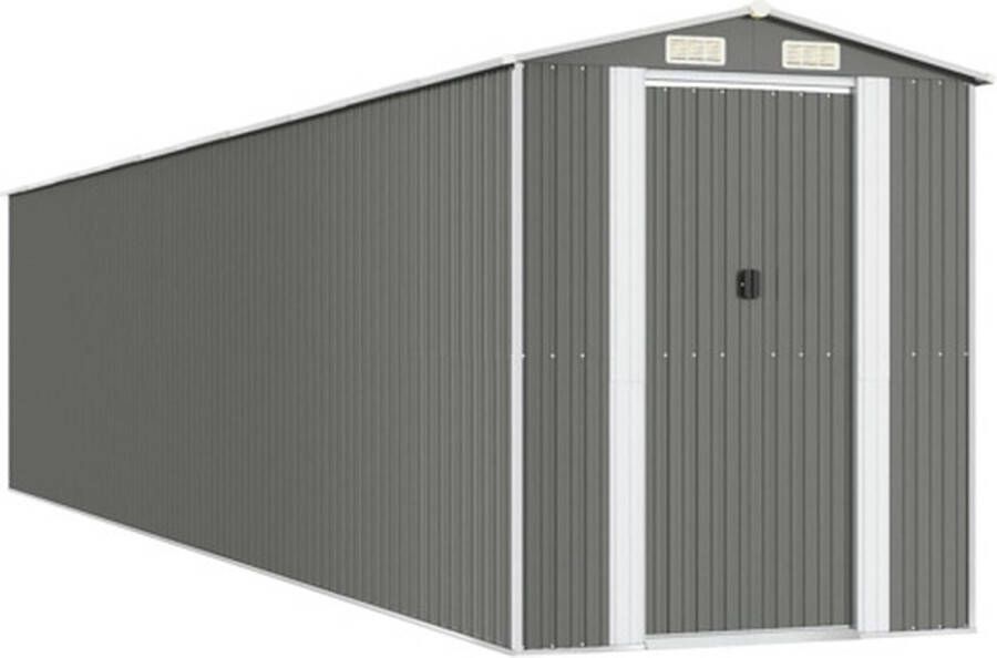 VidaXL -Tuinschuur-192x938x223-cm-gegalvaniseerd-staal-lichtgrijs