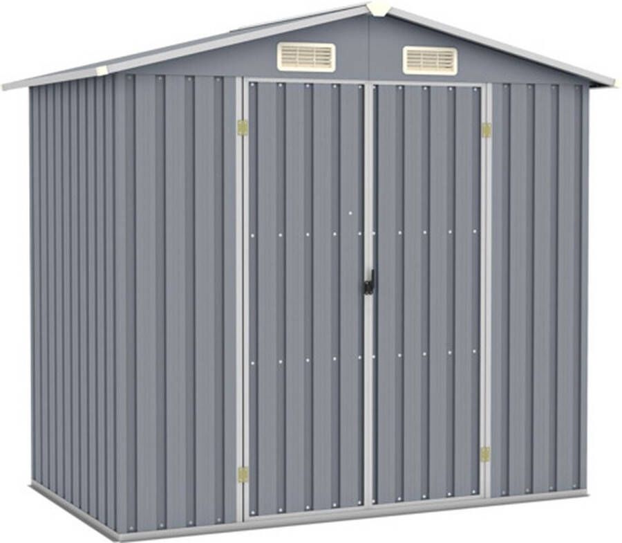 VidaXL -Tuinschuur-205x129x183-cm-gegalvaniseerd-staal-grijs