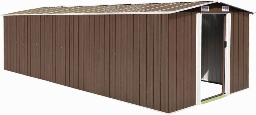 VidaXL -Tuinschuur-257x580x181-cm-metaal-bruin