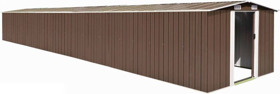 VidaXL -Tuinschuur-257x990x181-cm-gegalvaniseerd-staal-bruin