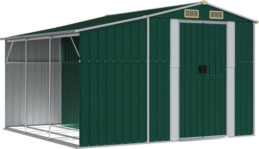 VidaXL -Tuinschuur-277x279x179-cm-gegalvaniseerd-staal-groen