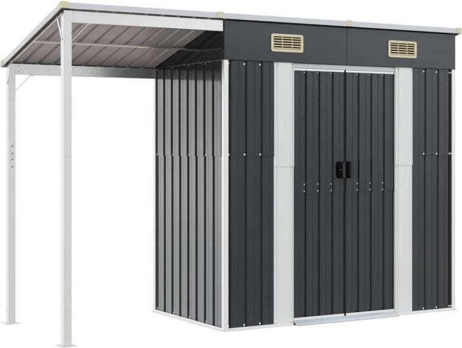 VidaXL -Tuinschuur-met-verlengd-dak-277x110 5x181-cm-staal-antraciet