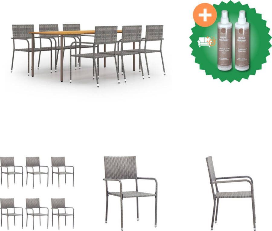 VidaXL Tuinset Acaciahout en Staal Stapelbare Eetstoelen 200x100x72 cm Tuinset Inclusief Onderhoudsset