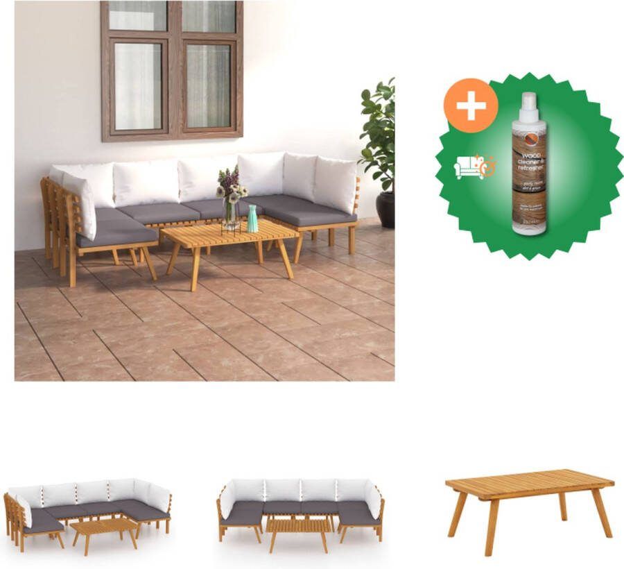 VidaXL Tuinset Acaciahout Loungebank 90x55x35 cm Donkergrijs en wit Tuinset Inclusief Houtreiniger en verfrisser