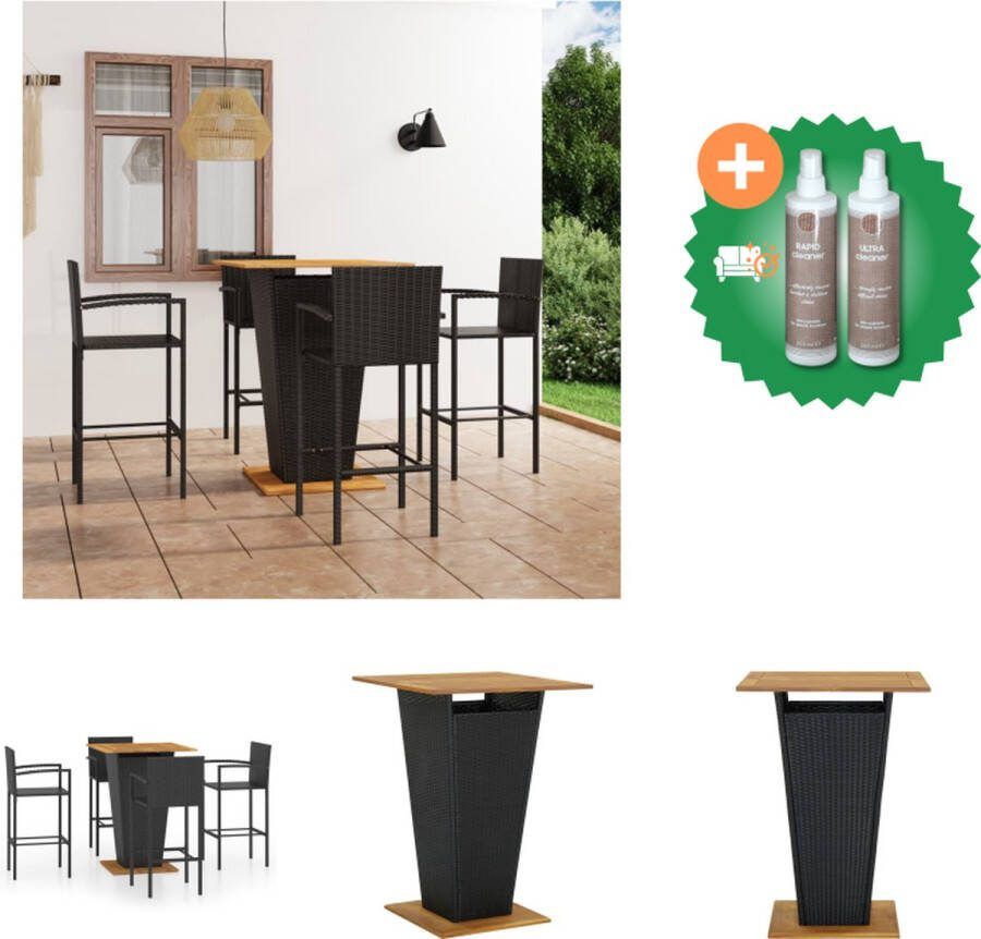 VidaXL Tuinset Bartafel en 4 stoelen PE-rattan Zwart 80x80x110 cm Voor binnen- en buitengebruik Tuinset Inclusief Onderhoudsset