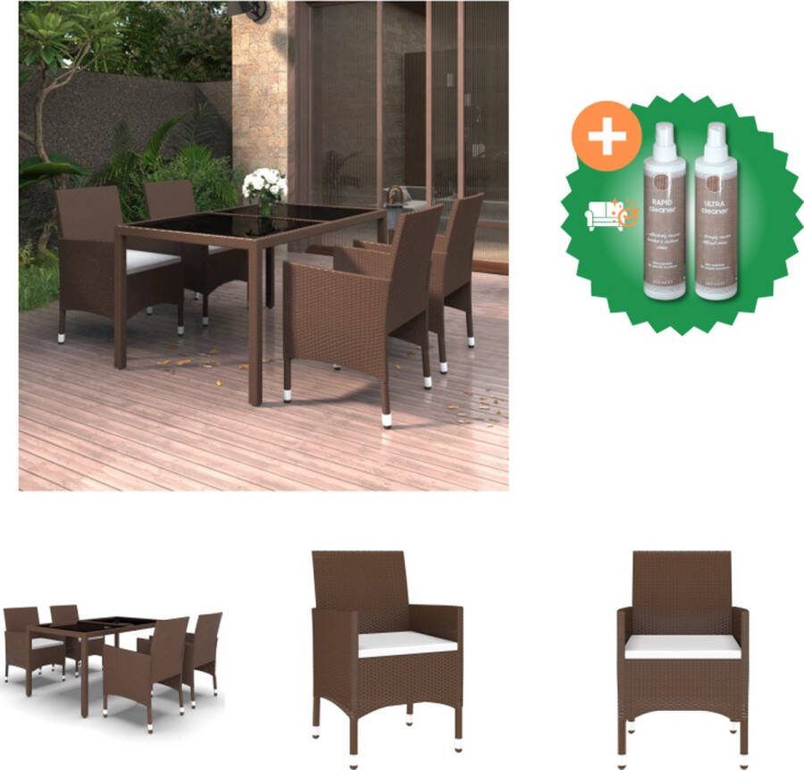 VidaXL Tuinset Bruin Poly rattan 150 x 90 x 75 cm Inclusief zitkussens Tuinset Inclusief Onderhoudsset