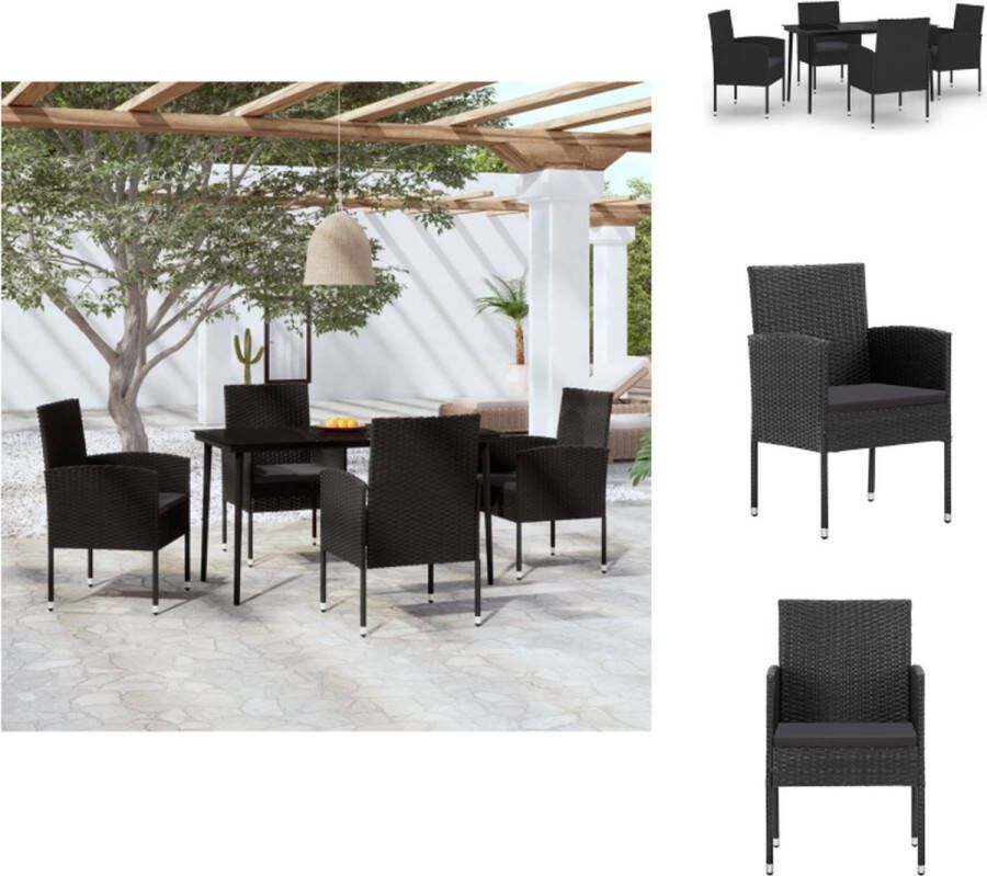 VidaXL Tuinset echt zwart Tuintafels en stoelen set 140 x 70 x 74 cm PE-rattan Tuinset