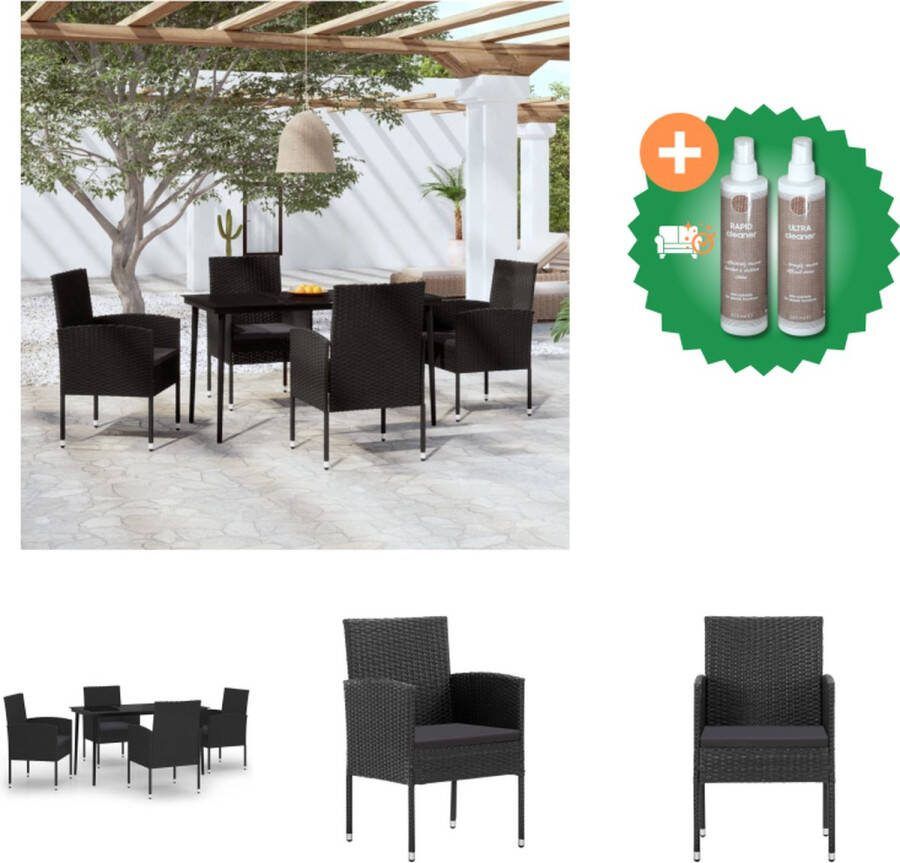 VidaXL Tuinset echt zwart Tuintafels en stoelen set 140 x 70 x 74 cm PE-rattan Tuinset Inclusief Onderhoudsset