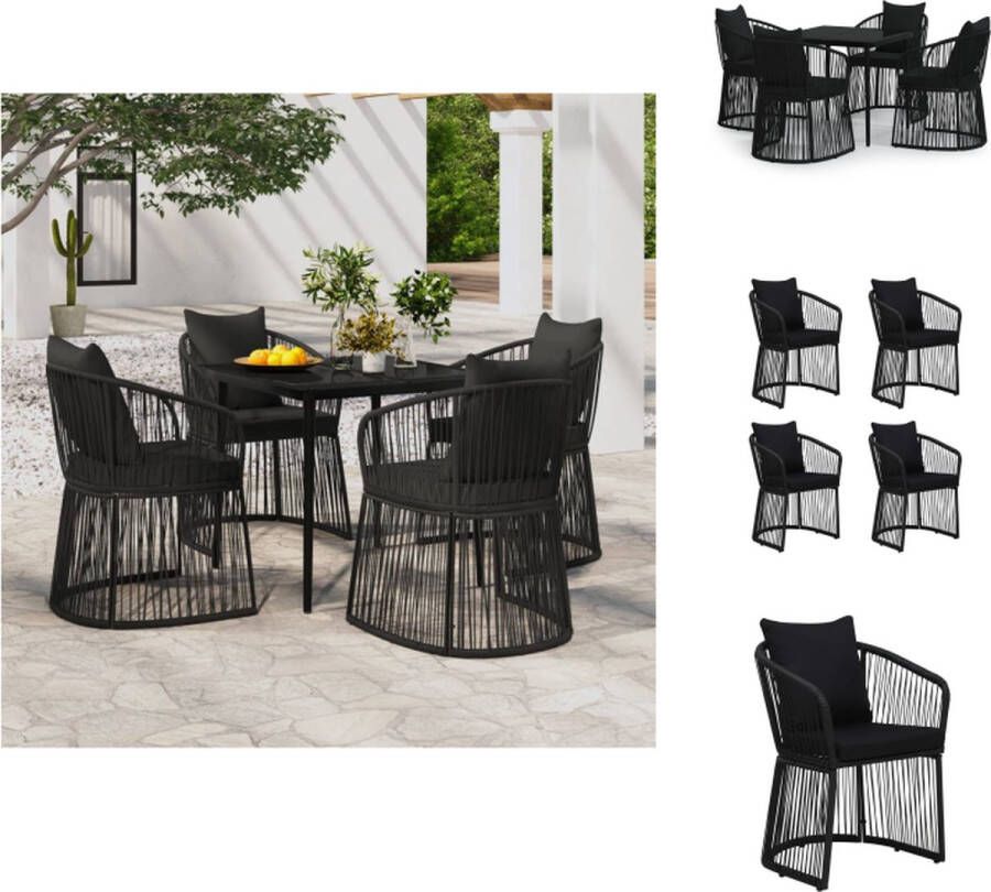 VidaXL Tuinset Eethoek 80 x 80 x 74cm Zwart PVC-rattan Tuinset