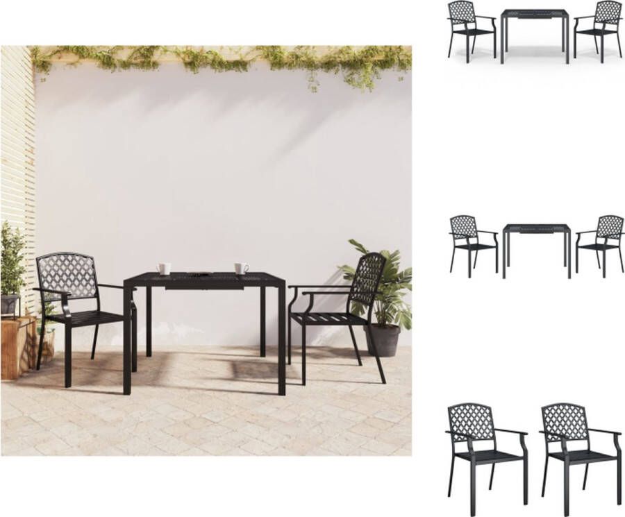 VidaXL Tuinset Eethoek Staal Antraciet 100x100x72 cm Stapelbaar Tuinset