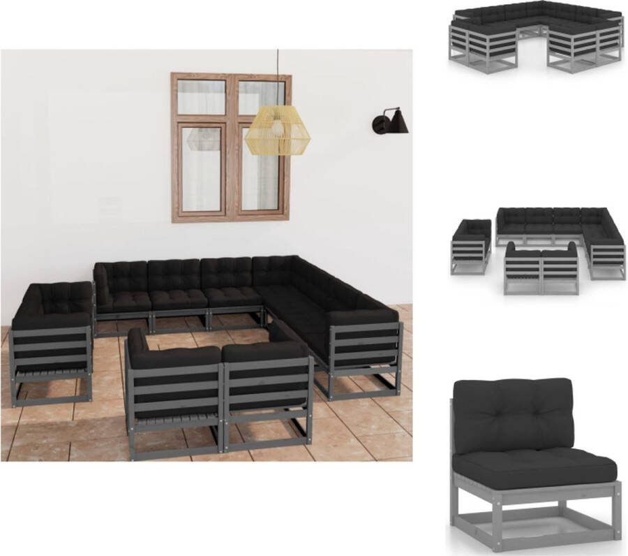 VidaXL Tuinset Grenenhout 7 hoekbank 4 middenbank 11 zitkussen 18 rugkussen Tuinset