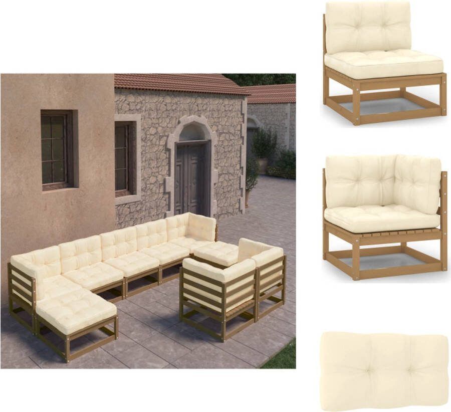 VidaXL Tuinset Grenenhout Hoekbank Middenbank Voetenbank 70x70x67cm Honingbruin 100% polyester Tuinset