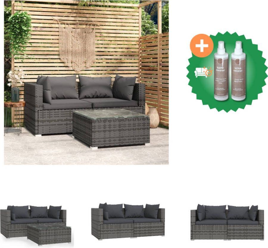 VidaXL Tuinset Grijs Salontafel- 60 x 60 x 30 cm Hoekbank- 70 x 70 x 60.5 cm Incl kussens Montage vereist Tuinset Inclusief Onderhoudsset