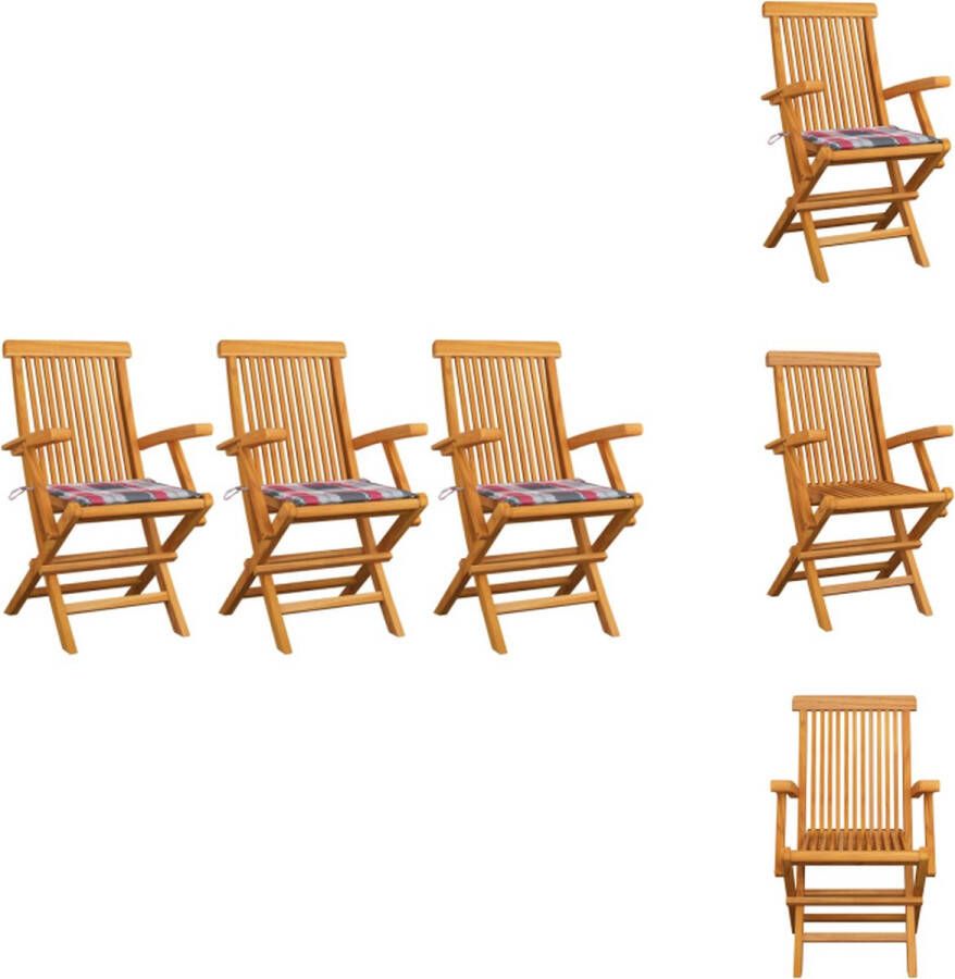 VidaXL Tuinset Houten stoelen 3 stuks Teakhout Inklapbaar Tuinstoel