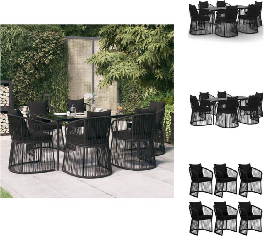 VidaXL Tuinset naam Eettafel met 6 stoelen Afmeting tafel- 160 x 80 x 74 cm Kleur- zwart Tuinset