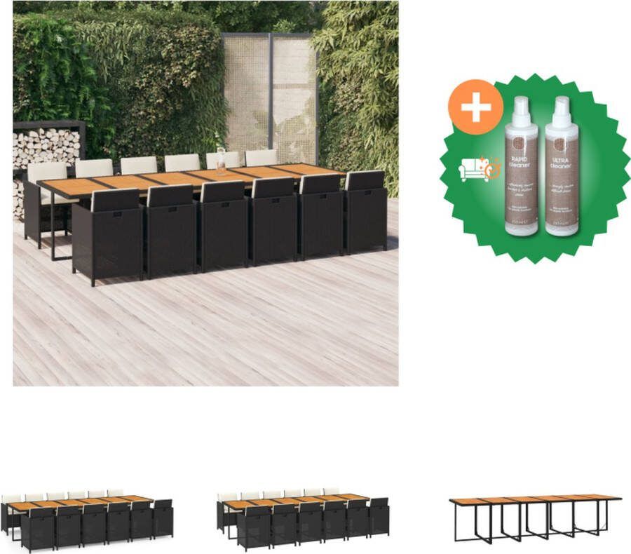 VidaXL Tuinset Poly Rattan Zwart Bruin 331x107x74cm Inklapbare Stoelen PE Rattan Kussen Montage vereist 1 Tafel 12 Stoelen 12 Zitkussens 12 Rugkussens Tuinset Inclusief Onderhoudsset