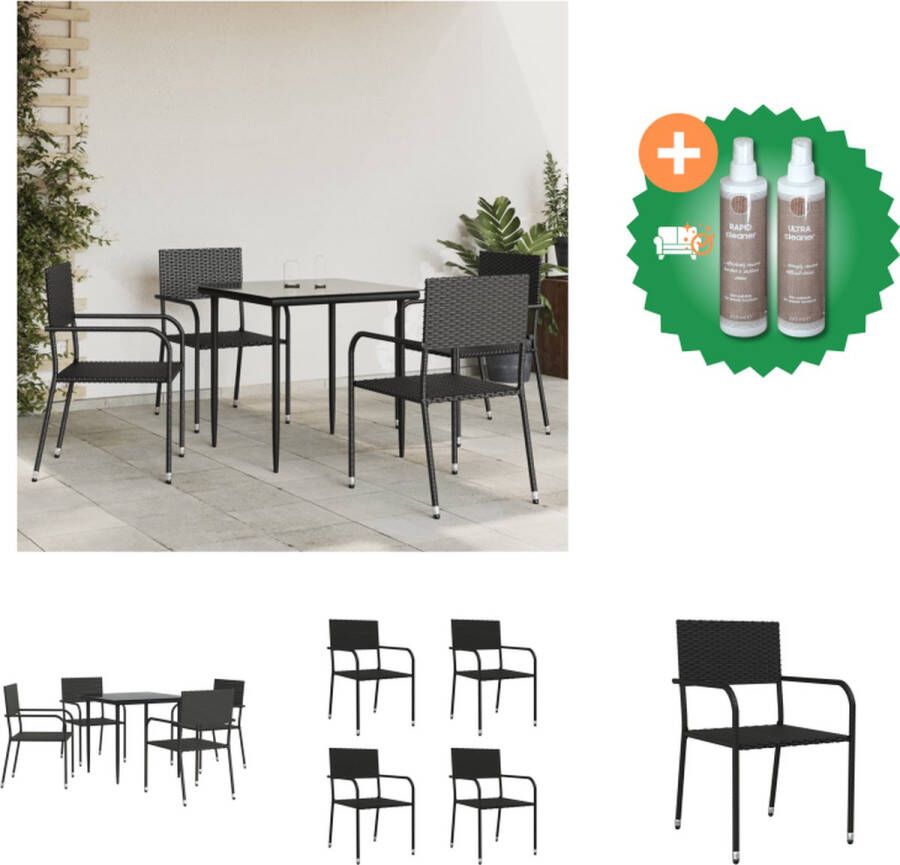 VidaXL Tuinset Ruimtebesparend Eetkamerstoelen en tuintafel 51x60x87 cm Poly rattan Tuinset Inclusief Onderhoudsset
