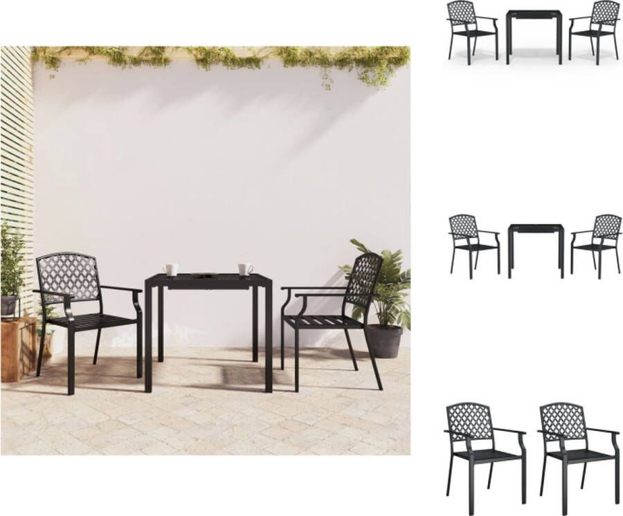 VidaXL Tuinset Stabiel Stalen Frame Stapelbaar Comfortabele Zitting Praktisch Tafelblad Gaasontwerp Antraciet 80 x 80 x 72 cm 56 x 65 x 89 cm Tuinset