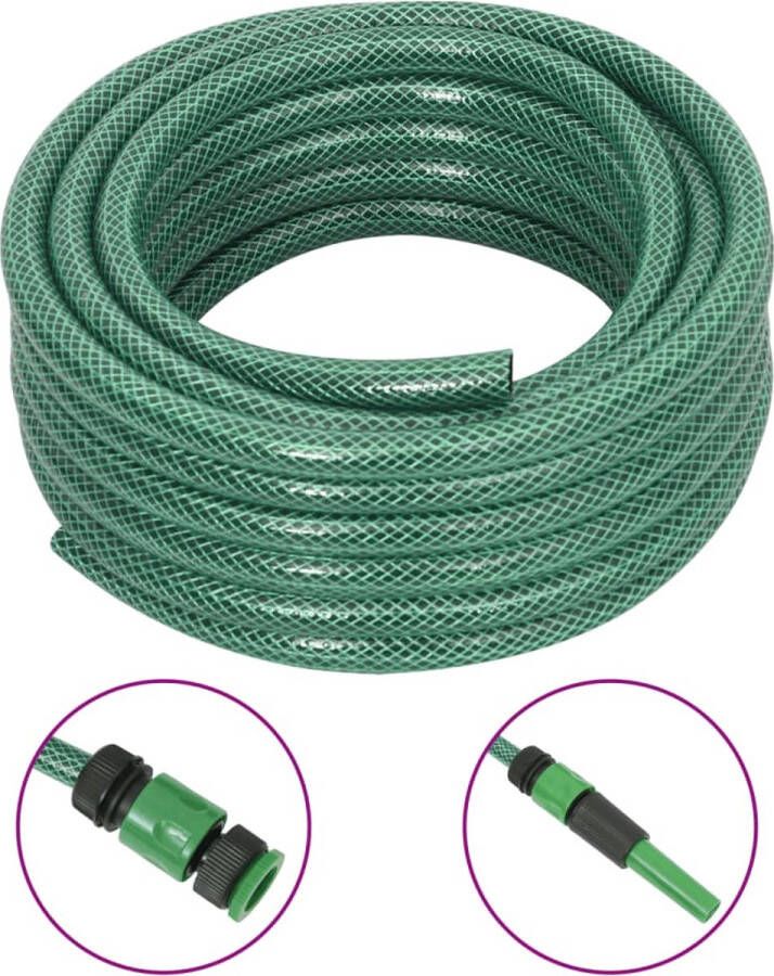 VidaXL -Tuinslang-met-koppelingsset-0 6''-10-m-PVC-groen