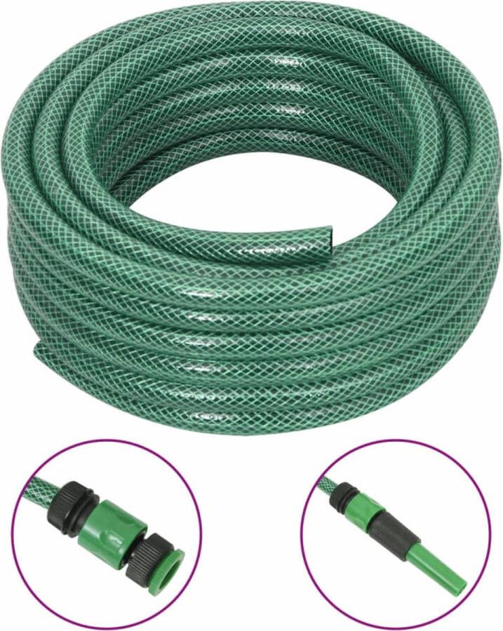 VidaXL -Tuinslang-met-koppelingsset-0 6''-50-m-PVC-groen
