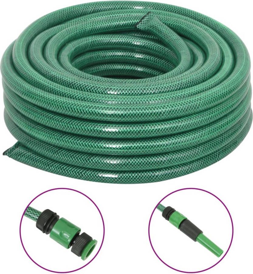 VidaXL -Tuinslang-met-koppelingsset-0 9''-20-m-PVC-groen