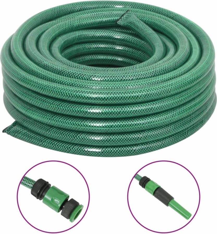 VidaXL -Tuinslang-met-koppelingsset-0 9''-30-m-PVC-groen