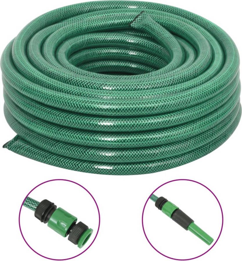 VidaXL -Tuinslang-met-koppelingsset-0 9''-50-m-PVC-groen