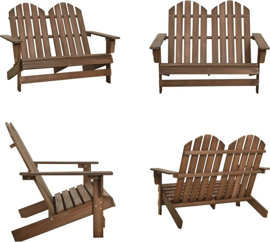 VidaXL Tuinstoel 2-zits Adirondack massief vurenhout bruin Adirondack Stoel Adirondack Stoelen Tuin Eetstoel Tuin Eetstoelen