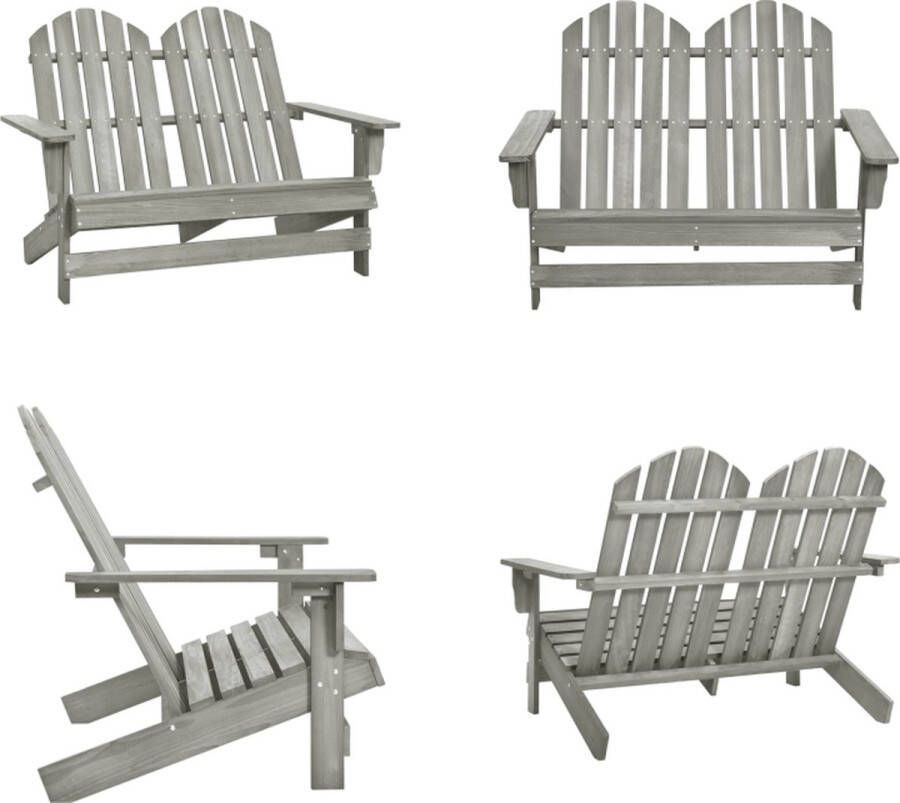 VidaXL Tuinstoel 2-zits Adirondack massief vurenhout grijs Adirondack Stoel Adirondack Stoelen Tuin Eetstoel Tuin Eetstoelen