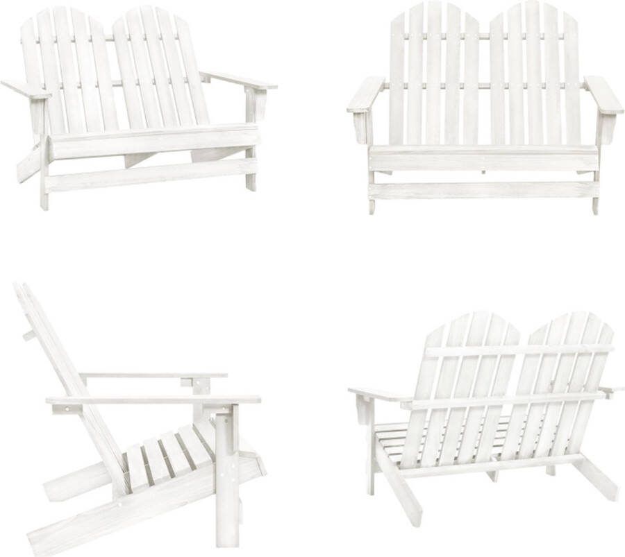 VidaXL Tuinstoel 2-zits Adirondack massief vurenhout wit Adirondack Stoel Adirondack Stoelen Tuin Eetstoel Tuin Eetstoelen