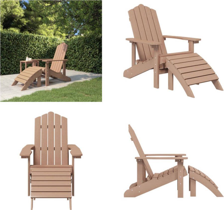 VidaXL Tuinstoel Adirondack met voetenbank HDPE bruin Tuinstoel Tuinstoelen Adirondack Stoel Tuinstoel Met Voetenbank