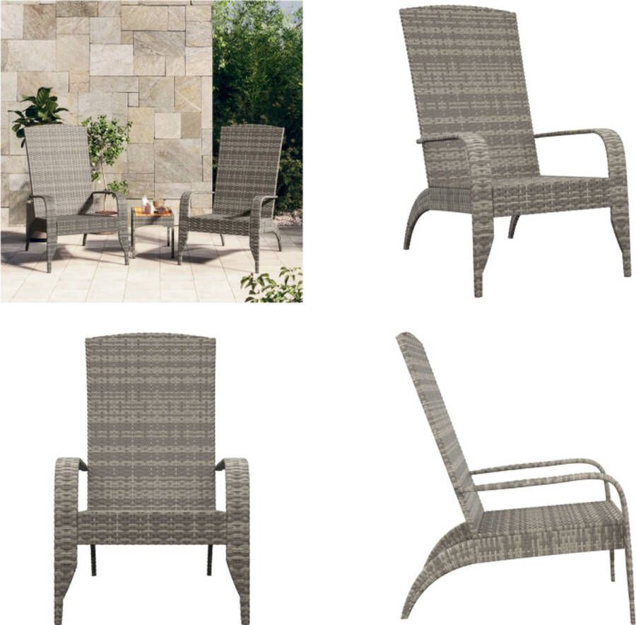 VidaXL Tuinstoel Adirondack poly rattan grijs Tuinstoel Tuinstoelen Stoel Buitenstoel