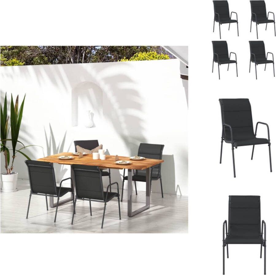 VidaXL Tuinstoel Comfortabele armstoelen Staal Textileen 51x66x88 cm Zwart Antraciet Tuinstoel