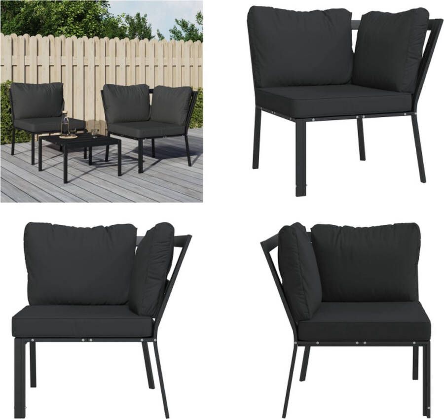 VidaXL Tuinstoel met grijze kussens 76x76x79 cm staal Tuinstoel Tuinstoelen -tuinzitje -tuinstoel