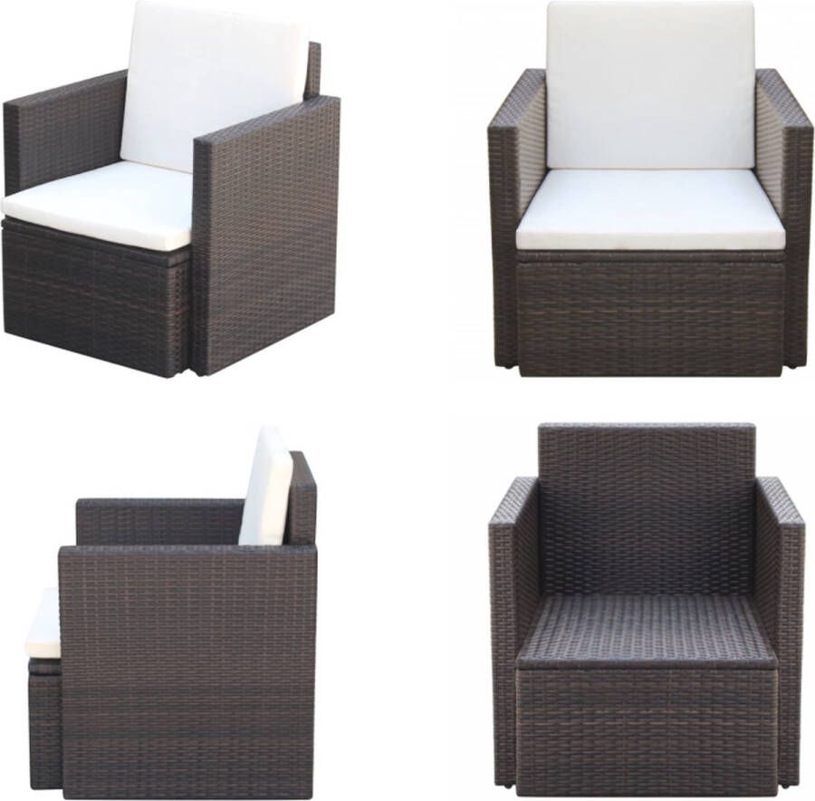 VidaXL Tuinstoel met kussens poly rattan bruin Schommelstoel Schommelstoelen -tuinstoel Tuinstoelen