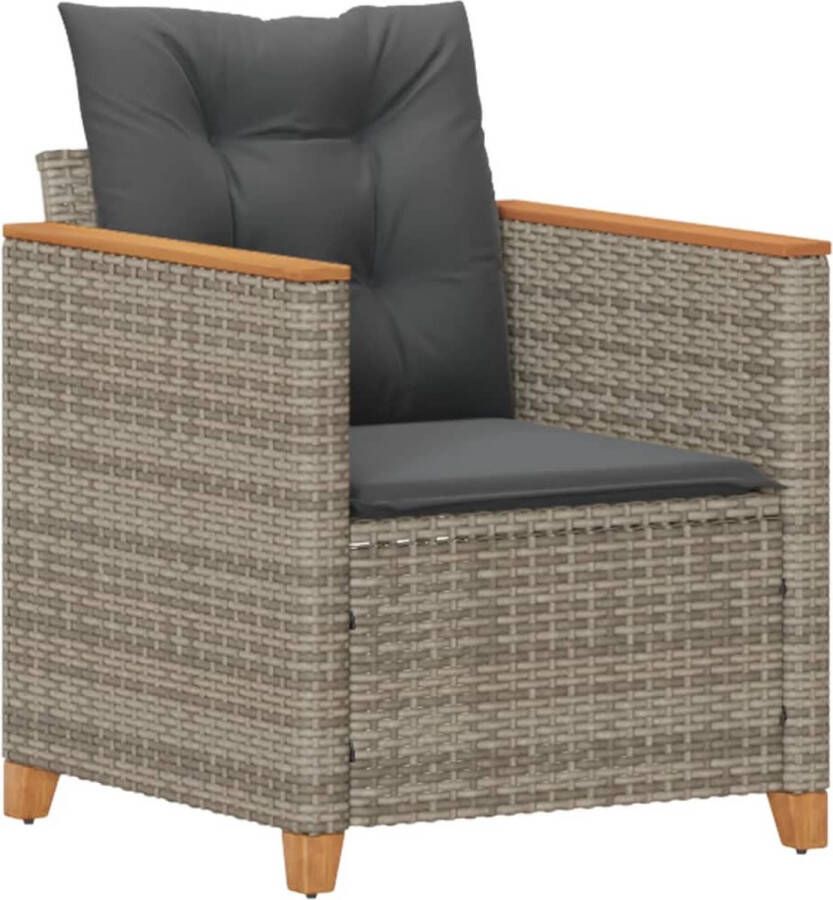 VidaXL Tuinstoel met kussens poly rattan grijs