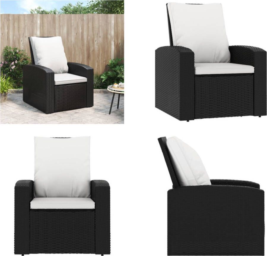 VidaXL Tuinstoel met kussens verstelbaar poly rattan zwart Tuinstoel Tuinstoelen Ligstoel Terrasstoel