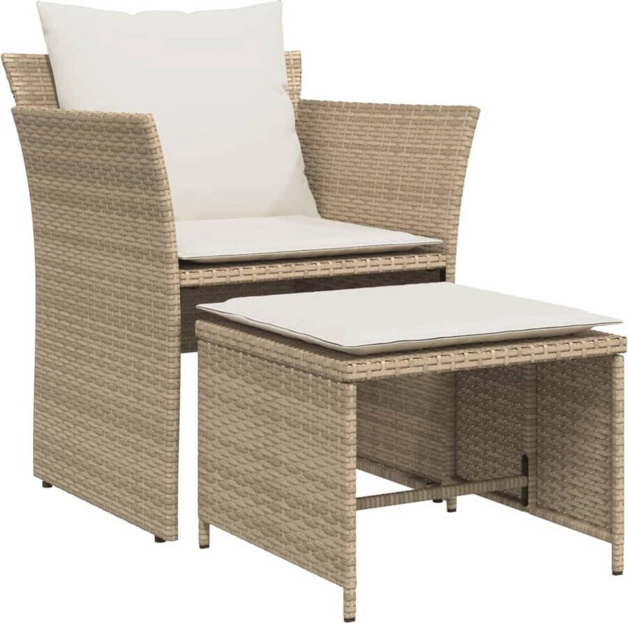 VidaXL Tuinstoel met voetenbank poly rattan beige