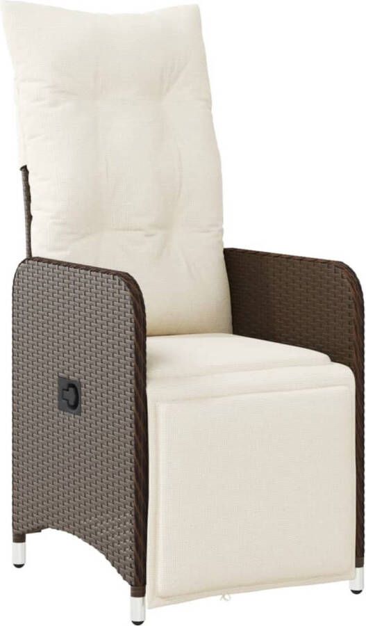 VidaXL Tuinstoel verstelbaar met kussens poly rattan bruin
