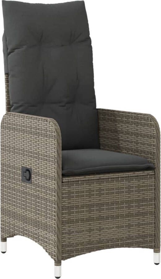VidaXL Tuinstoel verstelbaar met kussens poly rattan grijs