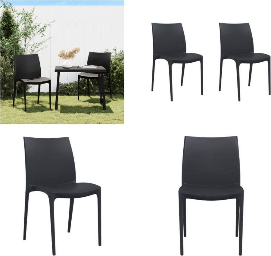 VidaXL Tuinstoelen 2 st 50x46x80 cm polypropeen antracietkleurig Tuinstoel Tuinstoelen Campingstoel Terrasstoel