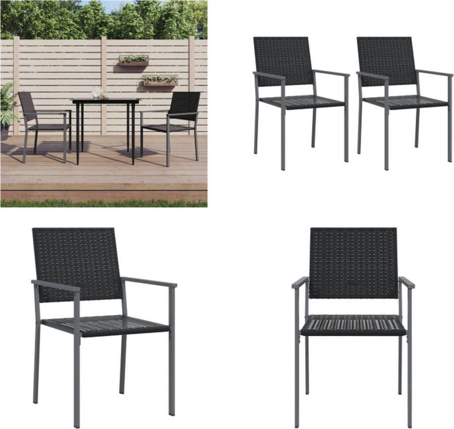 VidaXL Tuinstoelen 2 st 54x62-5x89 cm poly rattan zwart Tuinstoel Tuinstoelen Campingstoel Terrasstoel