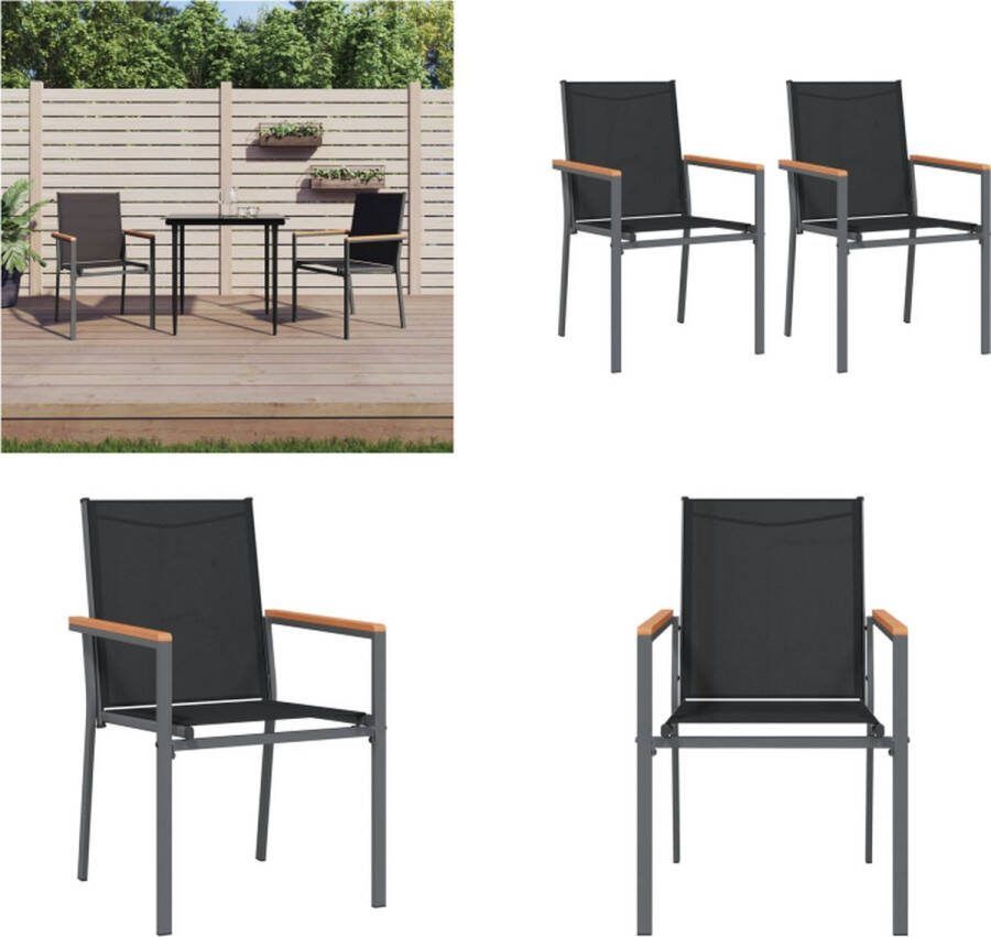 VidaXL Tuinstoelen 2 st 55x61-5x90 cm textileen en staal zwart Tuinstoel Tuinstoelen Campingstoel Terrasstoel