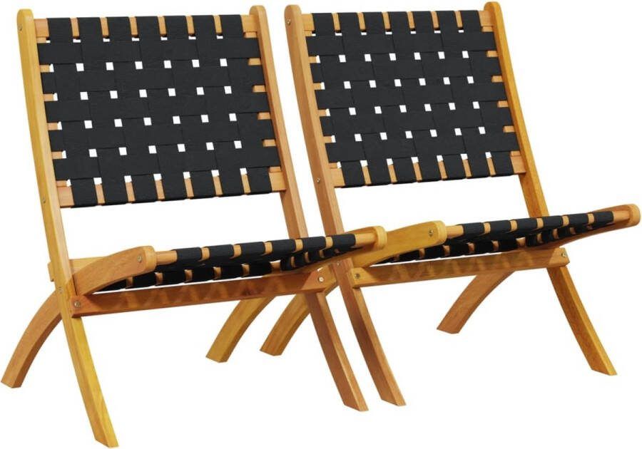 VidaXL Tuinstoelen 2 st inklapbaar massief acaciahout en stof zwart