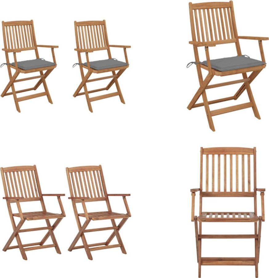 VidaXL Tuinstoelen 2 st inklapbaar met kussens massief acaciahout Tuinstoel Tuinstoelen Tuin Stoel Tuin Stoelen