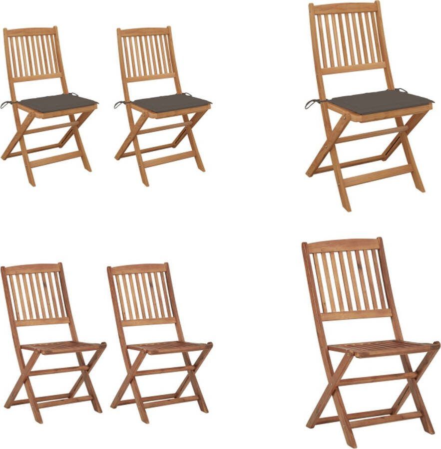 VidaXL Tuinstoelen 2 st inklapbaar met kussens massief acaciahout Tuinstoel Tuinstoelen Tuin Stoel Tuin Stoelen